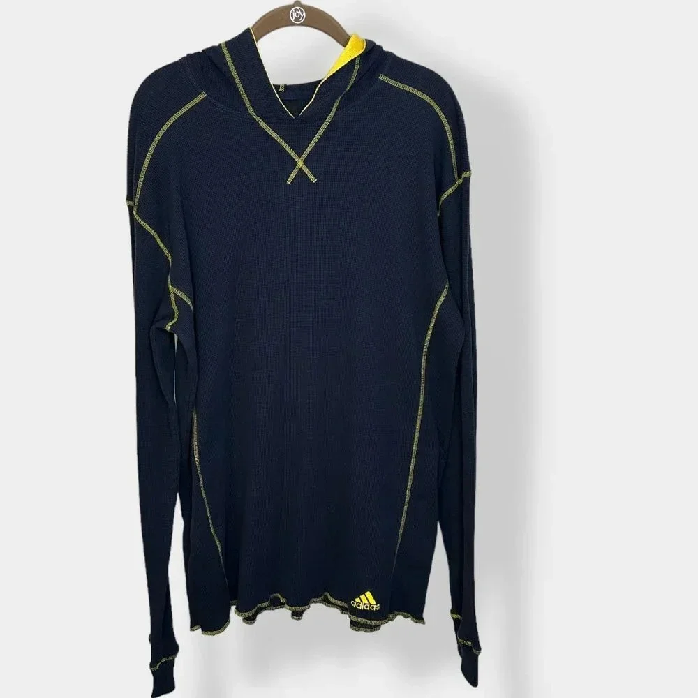Adidas Navy Hooded Thermal‎ Long Sleeve Top